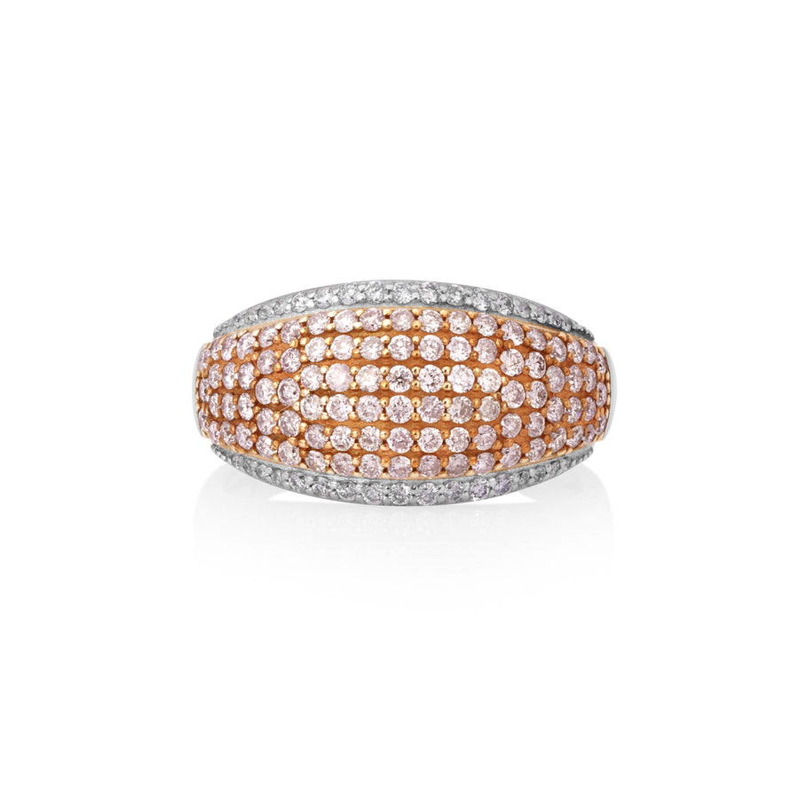 0.91 Cts Pink Diamond and White Diamond Ring in 14K Two Tone