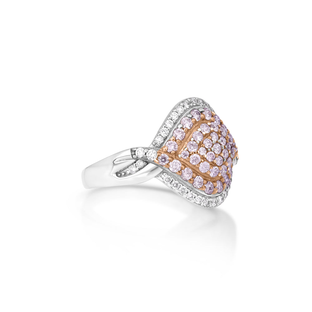 0.69 Cts Pink Diamond and White Diamond Ring in 14K Two Tone