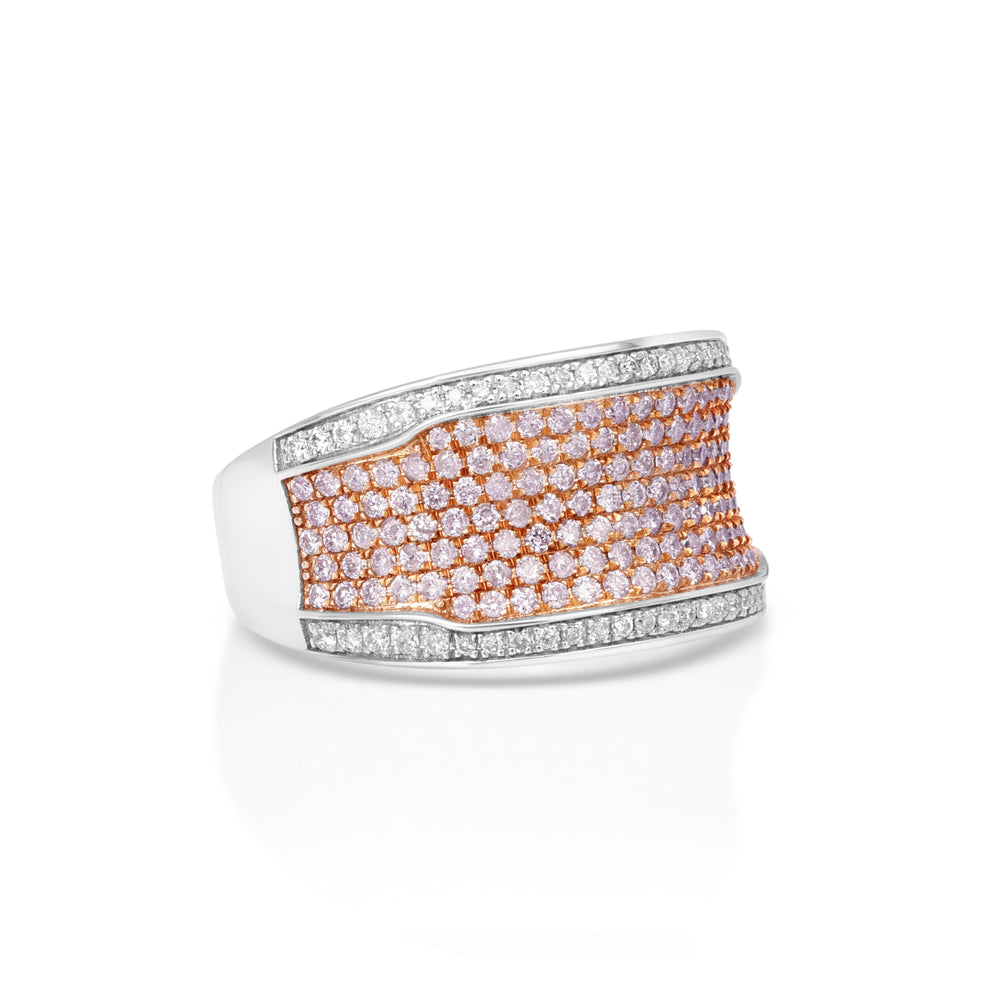 0.79 Cts Pink Diamond and White Diamond Ring in 14K Two Tone
