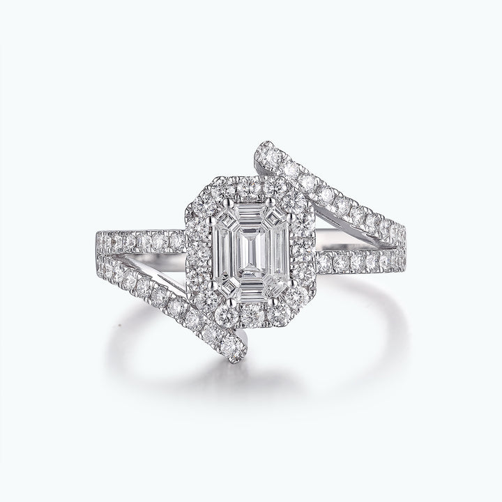1.05 Cts White Diamond Ring in 14K White Gold
