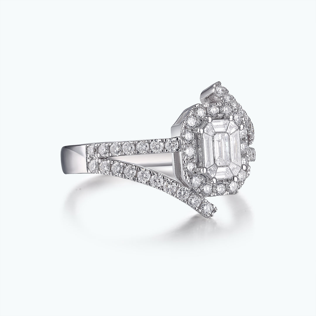 1.05 Cts White Diamond Ring in 14K White Gold