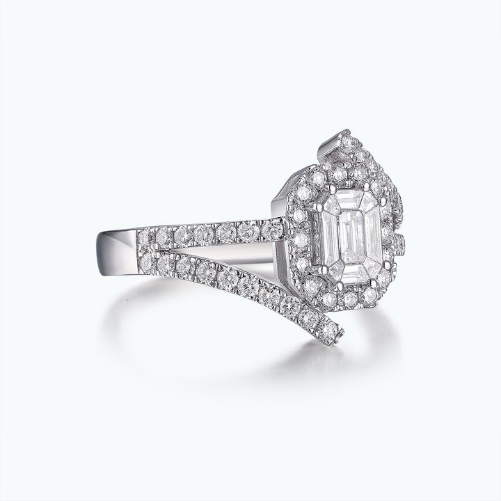 1.05 Cts White Diamond Ring in 14K White Gold