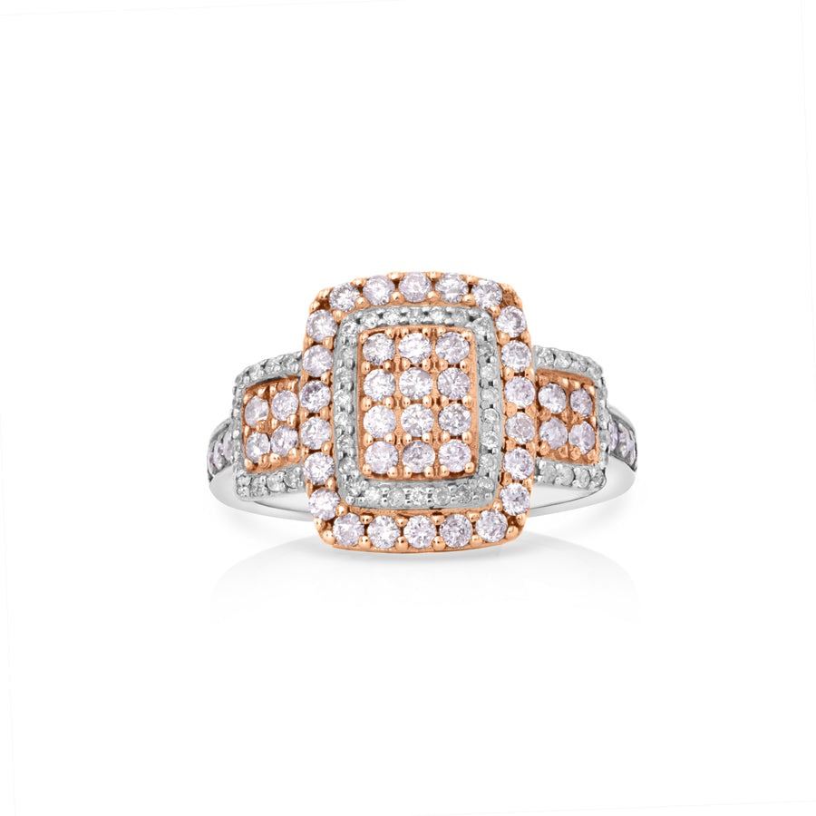0.72 Cts Pink Diamond and White Diamond Ring in 14K Two Tone