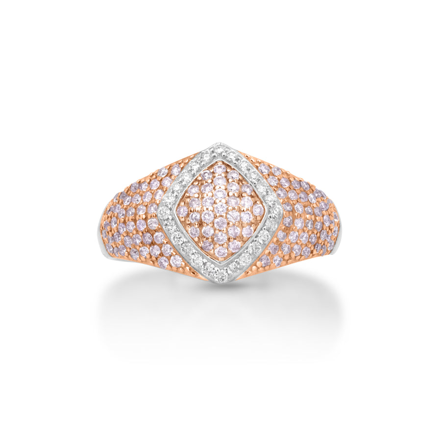 0.72 Cts Pink Diamond and White Diamond Ring in 14K Two Tone