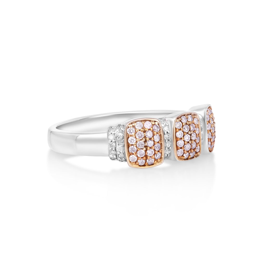 0.23 Cts Pink Diamond and White Diamond Ring in 14K Two Tone