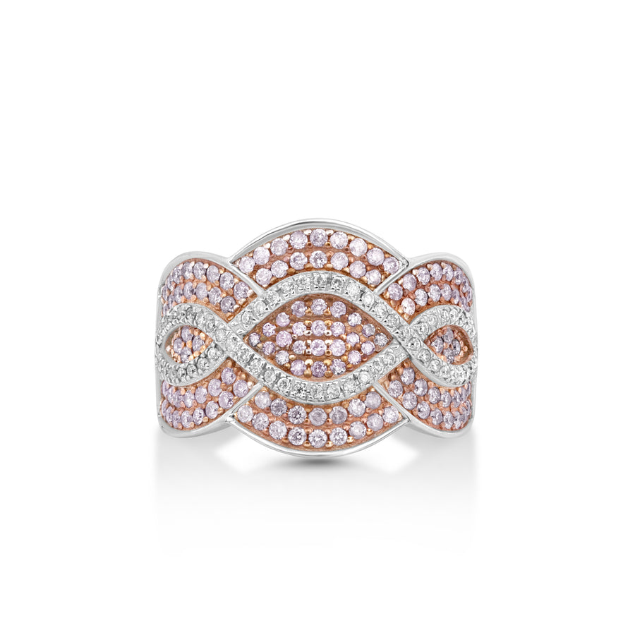 7.01 Cts Pink Diamond and White Diamond Ring in 14K Two Tone