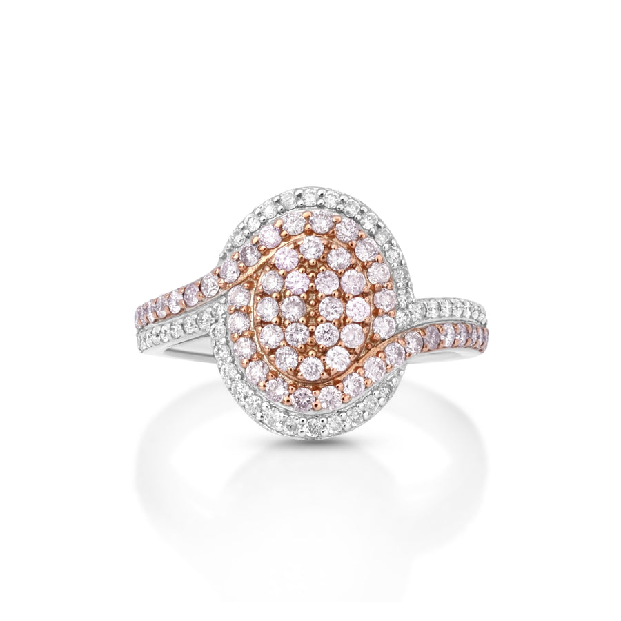 0.73 Cts Pink Diamond and White Diamond Ring in 14K Two Tone