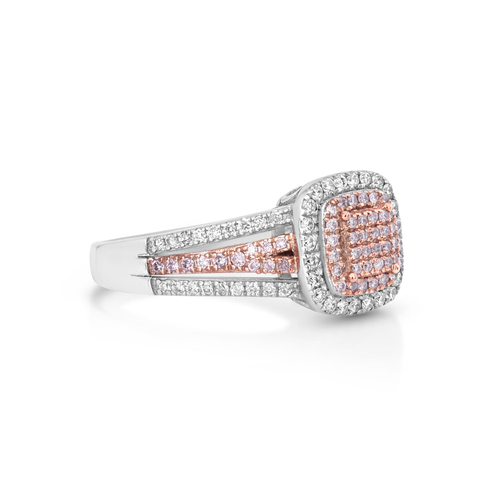 0.23 Cts Pink Diamond and White Diamond Ring in 14K Two Tone