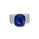 14.16 Cts Blue Sapphire and White Diamond Ring in 14K White Gold