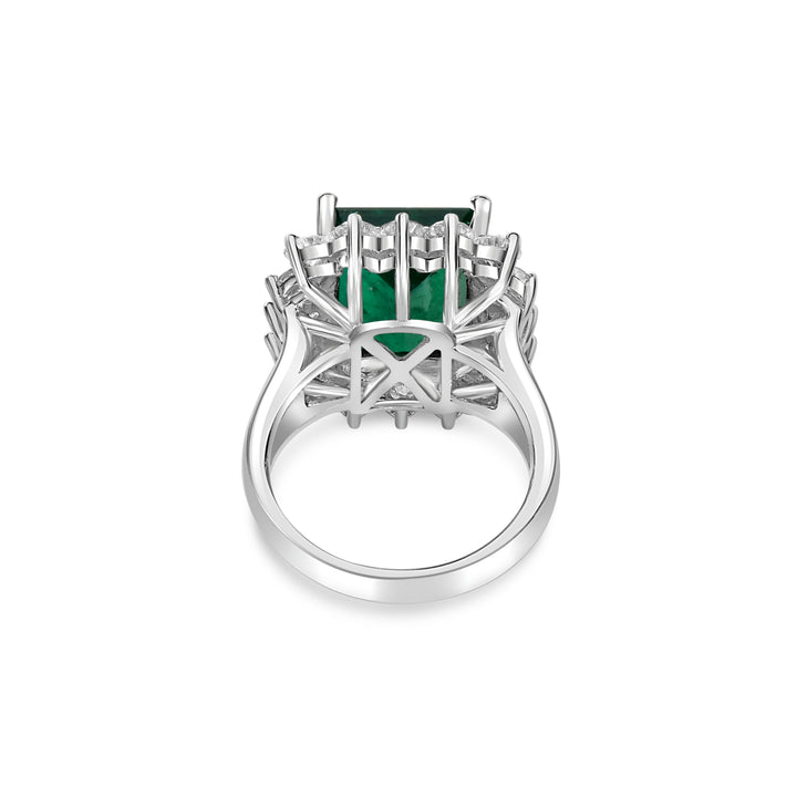 7.01 Cts Emerald and White Diamond Ring in 18K Two Tone