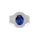 6.35 Cts Blue Sapphire and White Diamond Ring in 14K White Gold