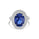 8.09 Cts Blue Sapphire and White Diamond Ring in 14K White Gold