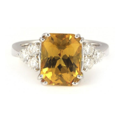 6.02 Ctw Yellow Sapphire and Diamond Ring in 18K Yellow Gold
