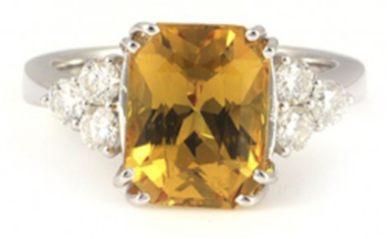 6.02 Ctw Yellow Sapphire and Diamond Ring in 18K Yellow Gold