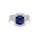 4.87 Cts Blue Sapphire and White Diamond Ring in 14K White Gold