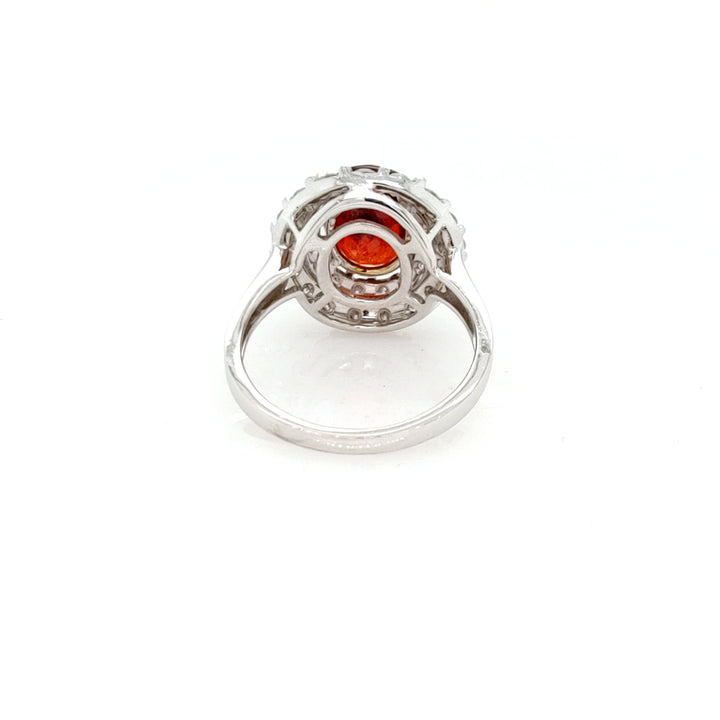 3.92 Red Spessartite and White Diamond Ring in 14K 2-Tone