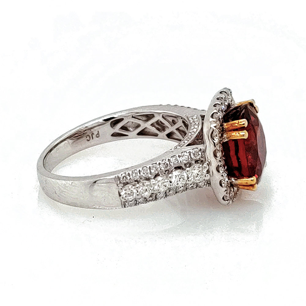 4.65 Cts Sunset Spessartite and White Diamond Ring in 18K 2-Tone