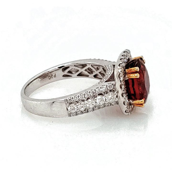 4.65 Cts Sunset Spessartite and White Diamond Ring in 18K 2-Tone