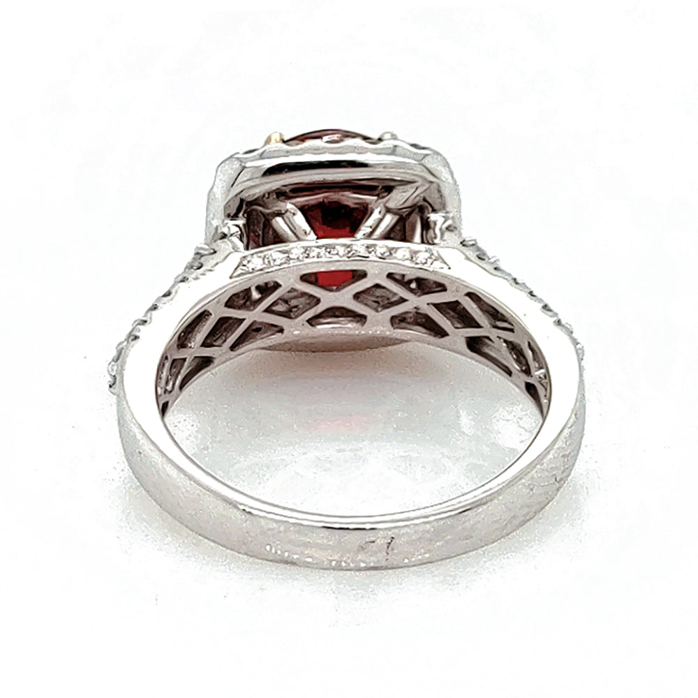 4.65 Cts Sunset Spessartite and White Diamond Ring in 18K 2-Tone
