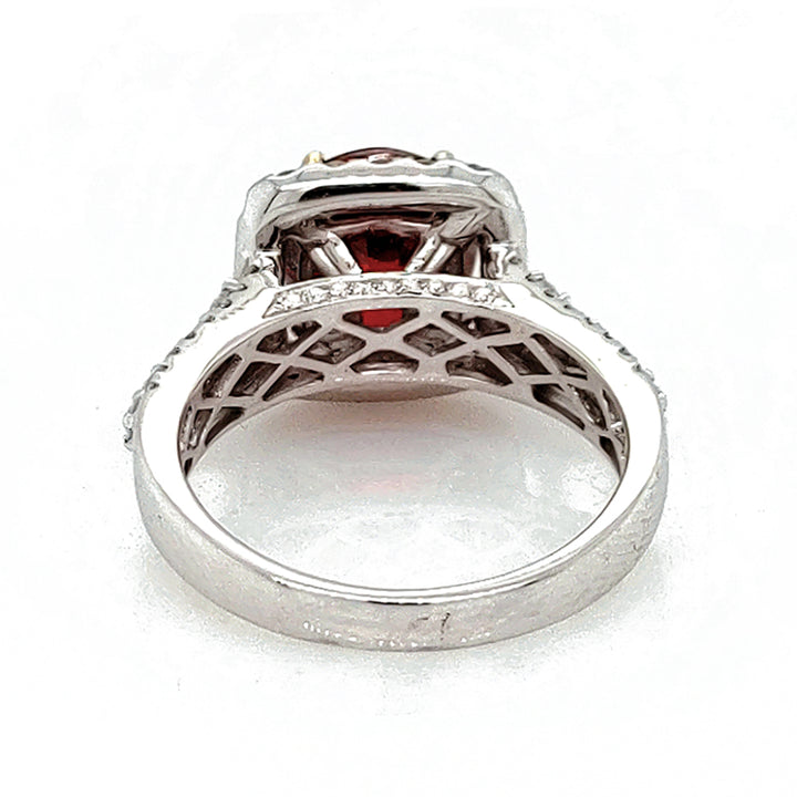 4.65 Cts Sunset Spessartite and White Diamond Ring in 18K 2-Tone