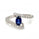 1.11 Cts Blue Sapphire White  Diamond Ring in 14K White Gold