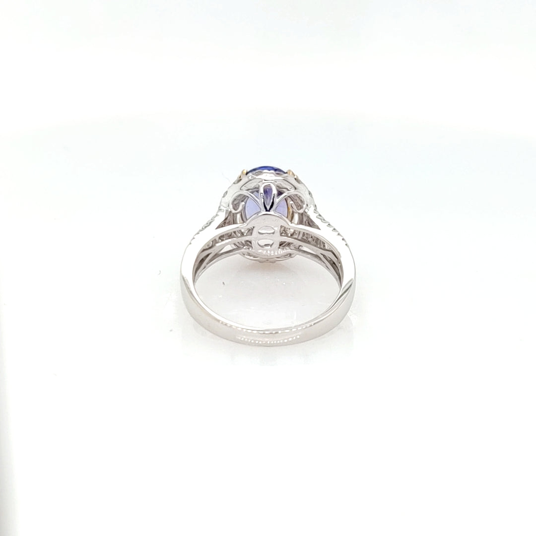 2.67 Cts Tanzanite and White Diamond Ring in 14K 2-Tone