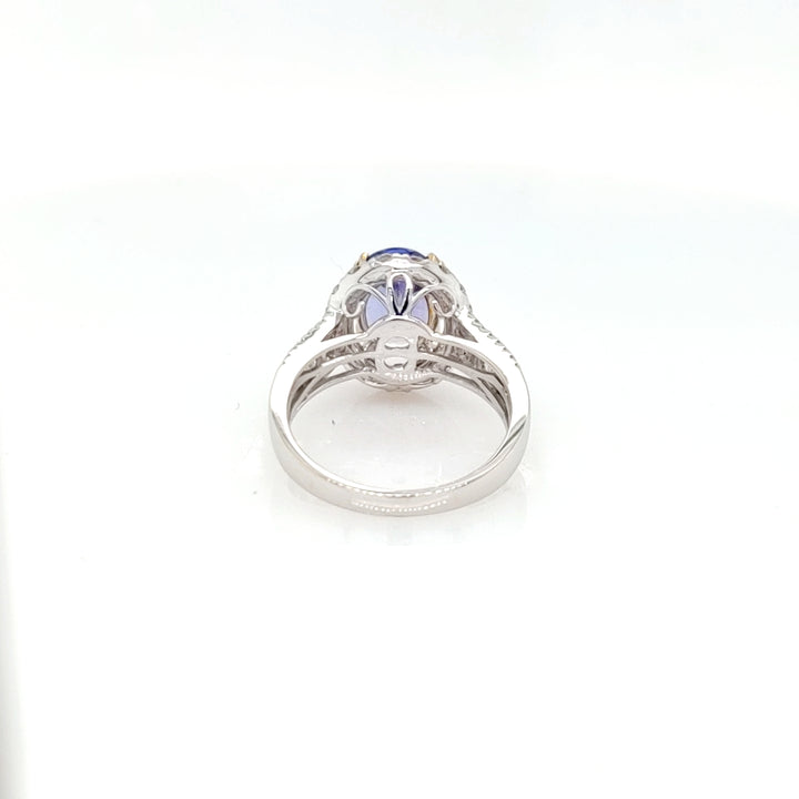 2.67 Cts Tanzanite and White Diamond Ring in 14K 2-Tone