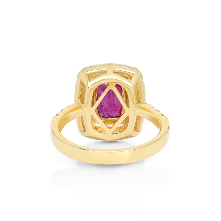 1.95 Cts Ruby and White Diamond Ring in 14K Yellow Gold