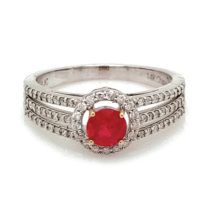 0.64 Cts Ruby and White Diamond Ring in 14K 2-Tone