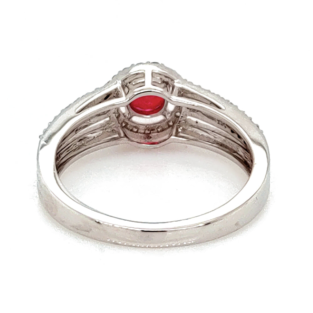 0.64 Cts Ruby and White Diamond Ring in 14K 2-Tone
