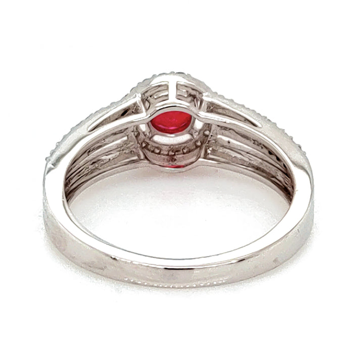 0.64 Cts Ruby and White Diamond Ring in 14K 2-Tone