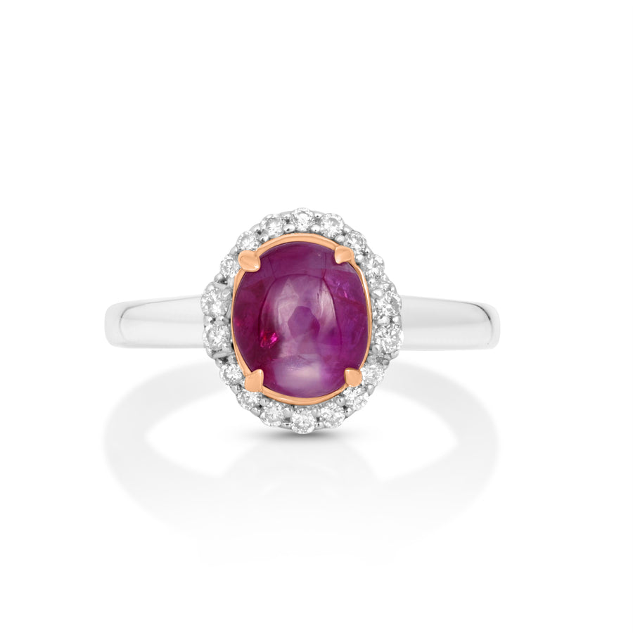 2.55 Cts Ruby and White Diamond Ring in 14K Two Tone