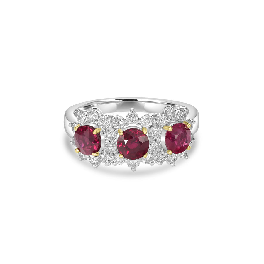 2.24 Cts Ruby and White Diamond Ring in 14K Two Tone