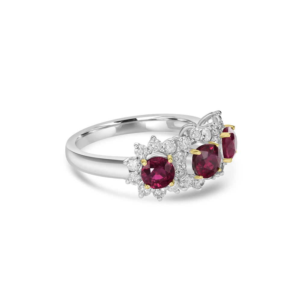 2.24 Cts Ruby and White Diamond Ring in 14K Two Tone