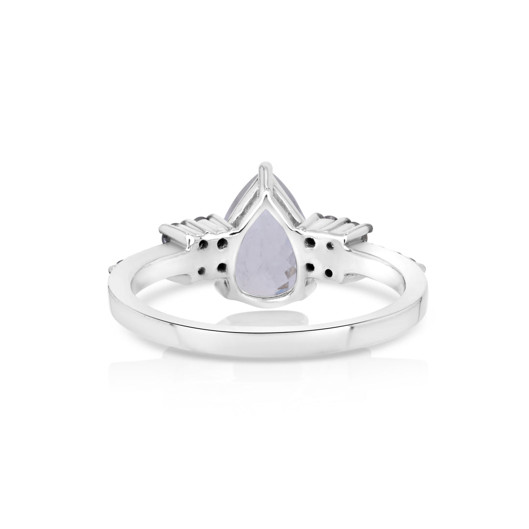 1.60 Cts Moonstone and White Diamond Ring in 14K Two Tone