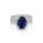 5.40 Cts Blue Sapphire and White Diamond Ring in 14K White Gold