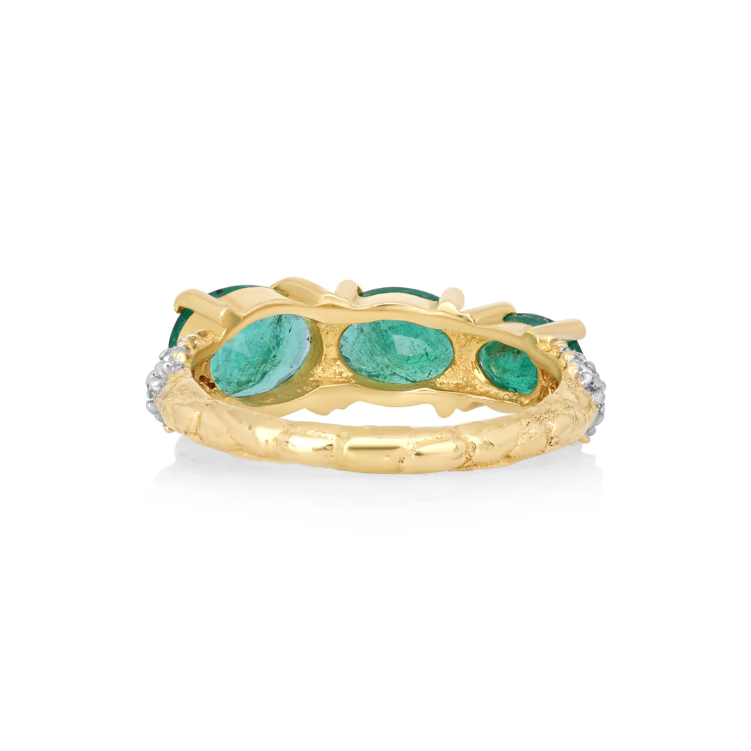 1.97 Cts Emerald and White Diamond Ring in 14K Yellow Gold