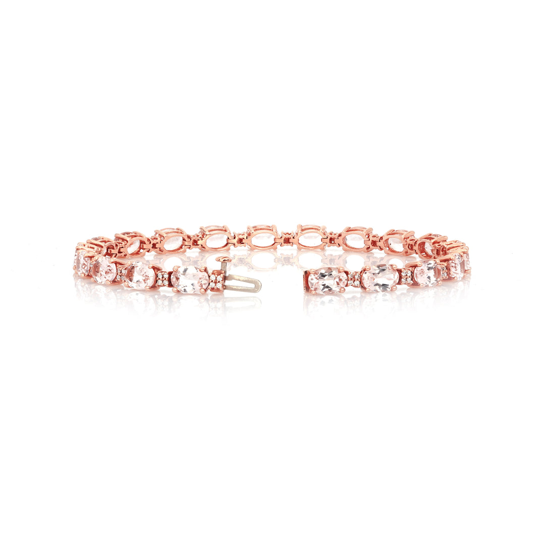 12.75 Cts MoRose Goldanite and White Diamond Bracelet in 14K Rose Gold