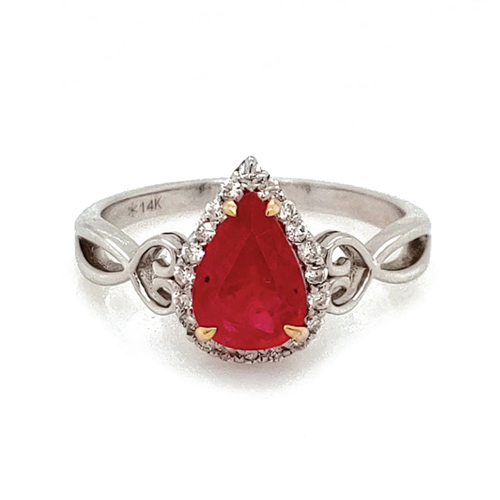 1.70 Cts Ruby and White Diamond Ring in 14K 2-Tone
