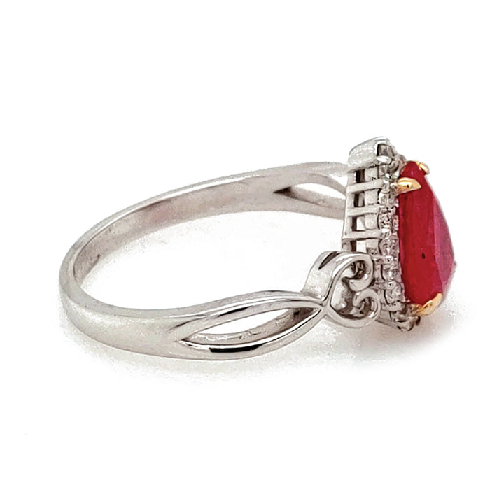 1.70 Cts Ruby and White Diamond Ring in 14K 2-Tone