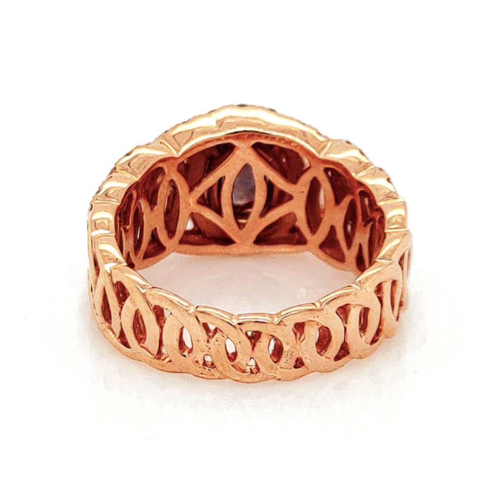 1.52 Cts Color Change Garnet and White Diamond Ring in 14K Rose Gold