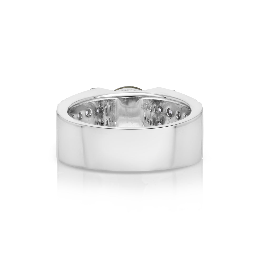 2.89 Cts UV Mint Garnet and White Diamond Ring in 14K White Gold
