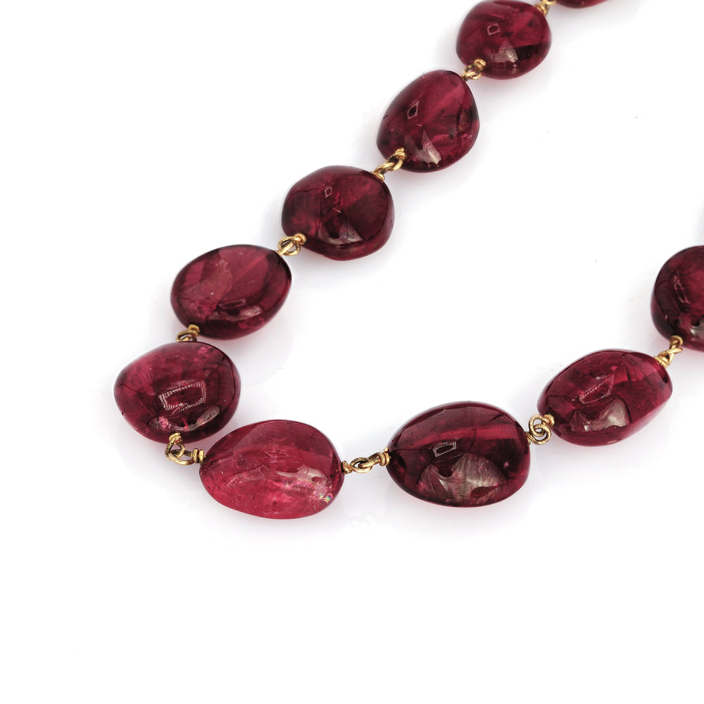 155 Cts Red Spinel Necklace in 14K Yellow Gold