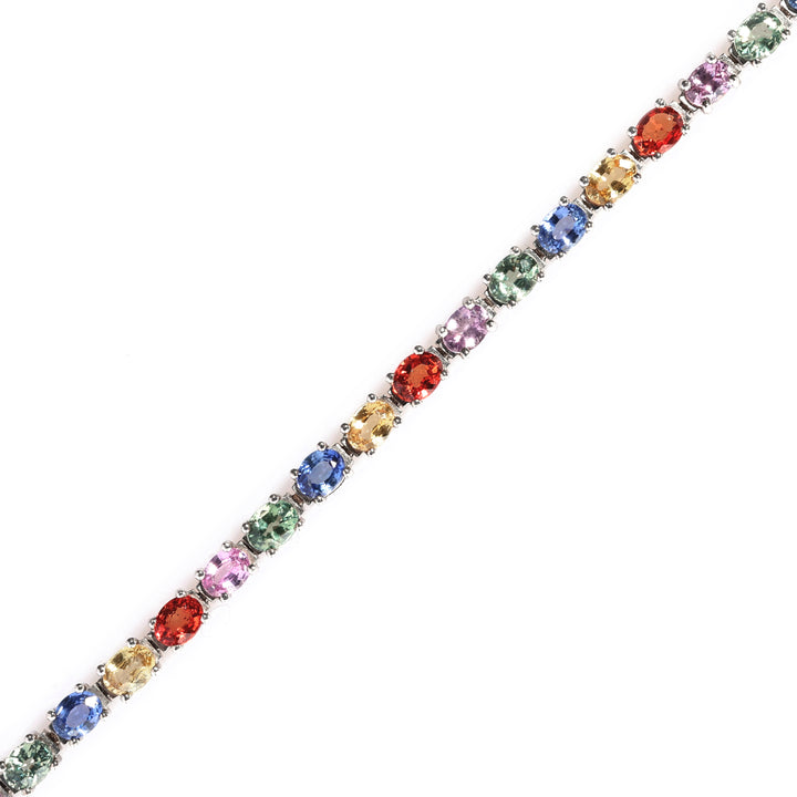 8.20 Cts Multi-Sapphire Bracelet in 14K White Gold