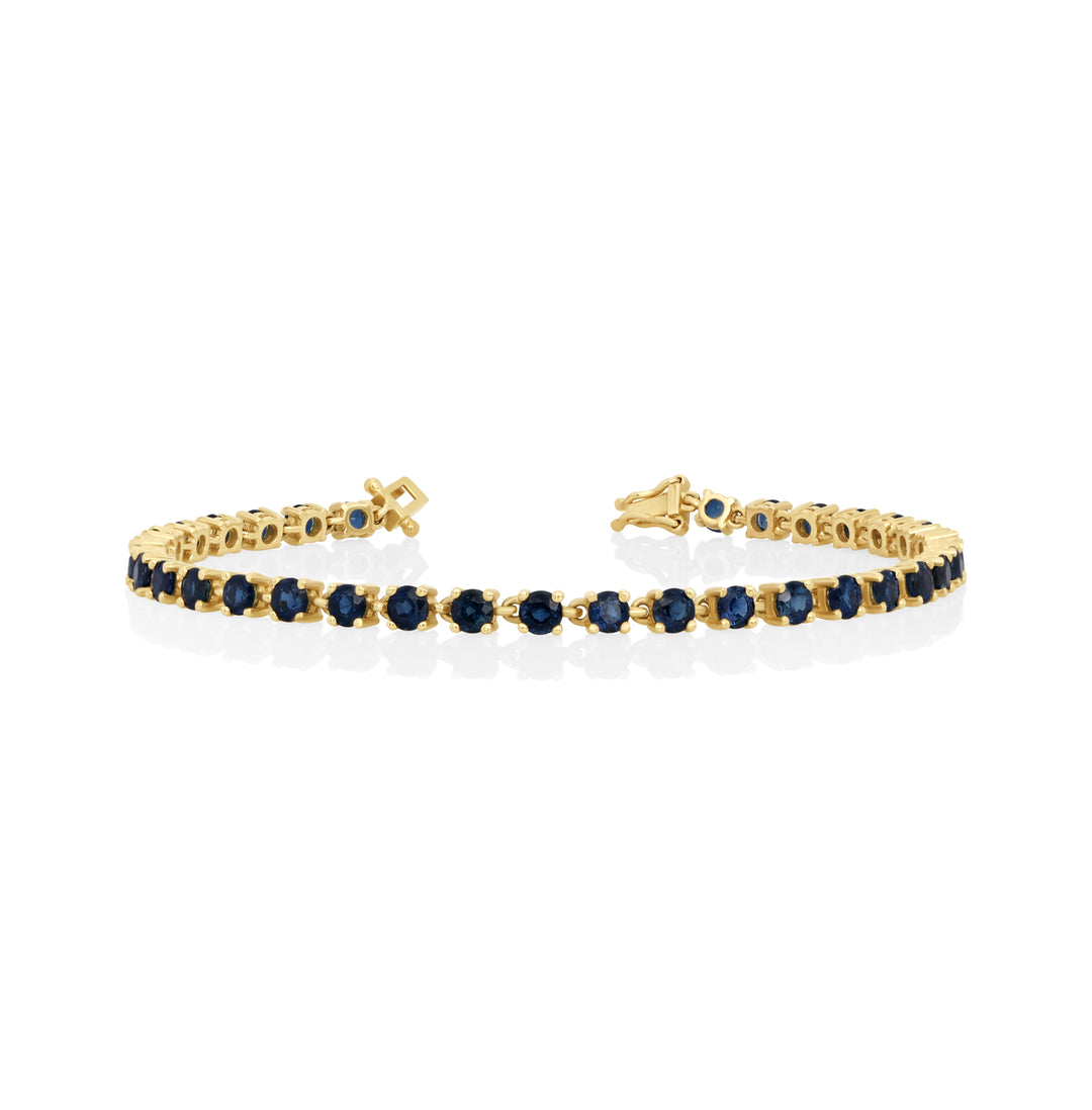 7.62 Cts Blue Sapphire Bracelet in 14K Yellow Gold