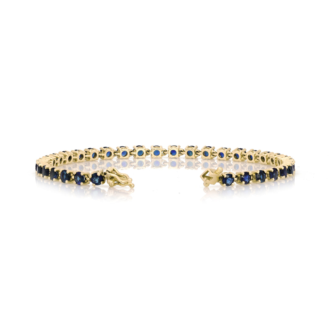 7.62 Cts Blue Sapphire Bracelet in 14K Yellow Gold