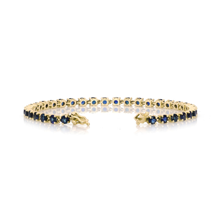 7.62 Cts Blue Sapphire Bracelet in 14K Yellow Gold