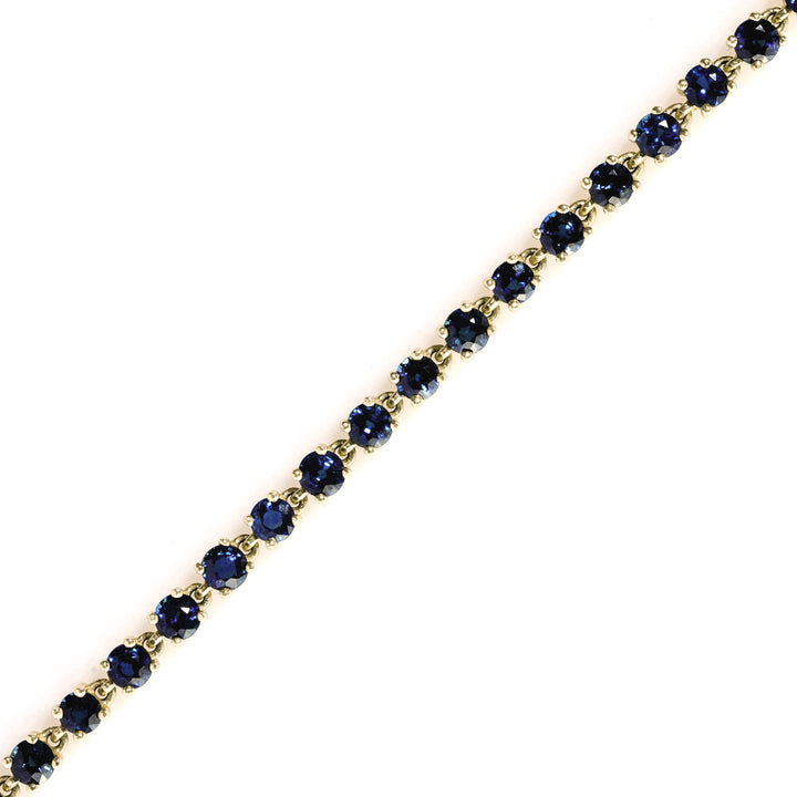 7.62 Cts Blue Sapphire Bracelet in 14K Yellow Gold