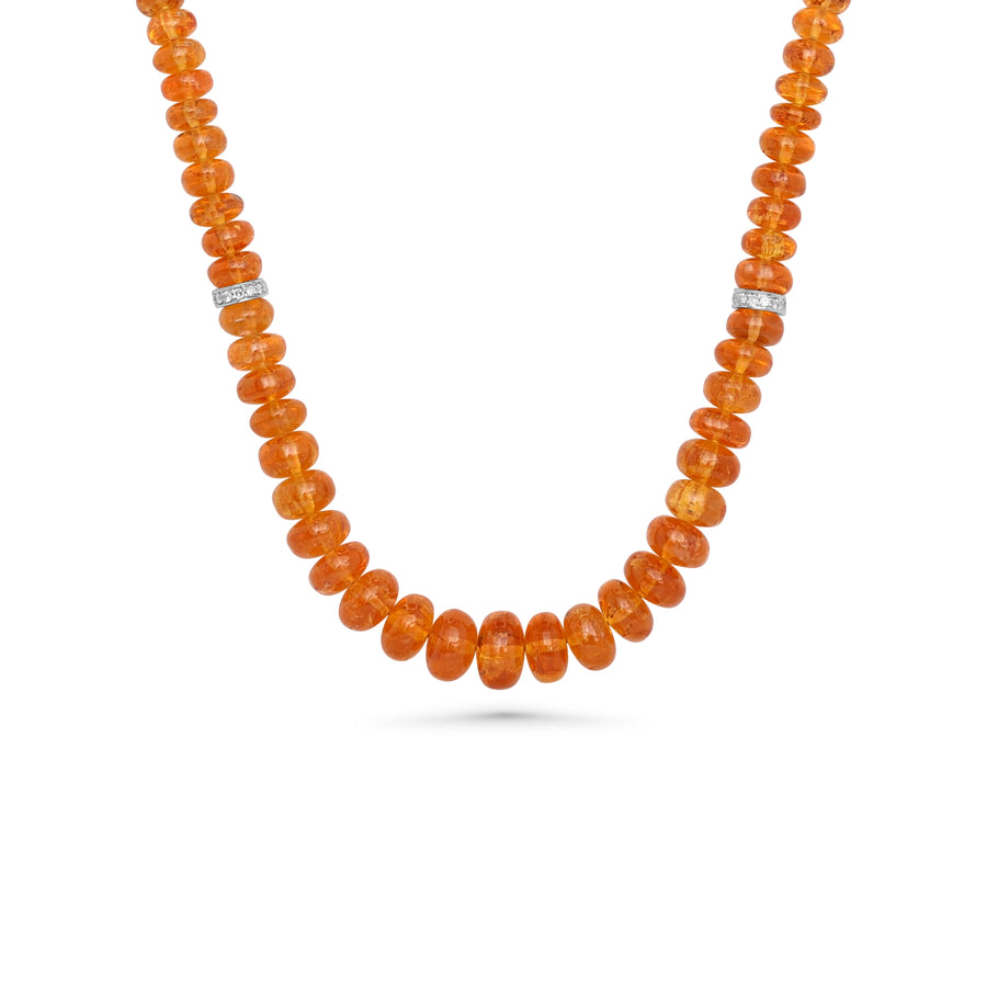 170 Cts Spessartite and White Diamond Necklace in 18K White Gold