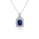 2.86 Cts Blue Sapphire and White Diamond Pendant in 14K White Gold